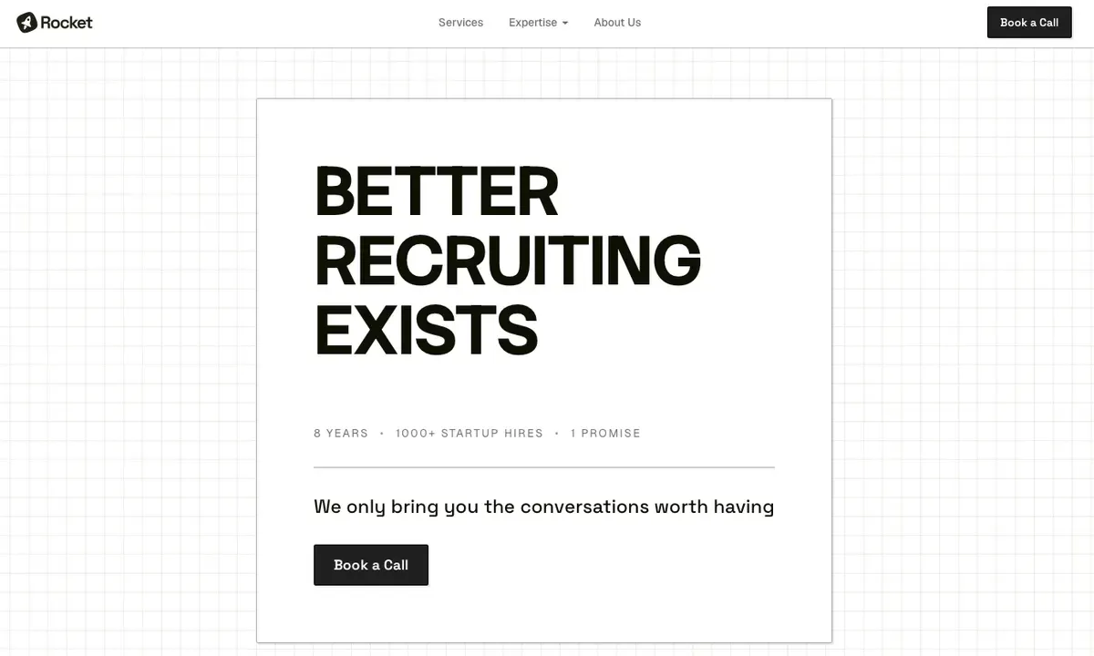 Screenshot of the Rocket homepage