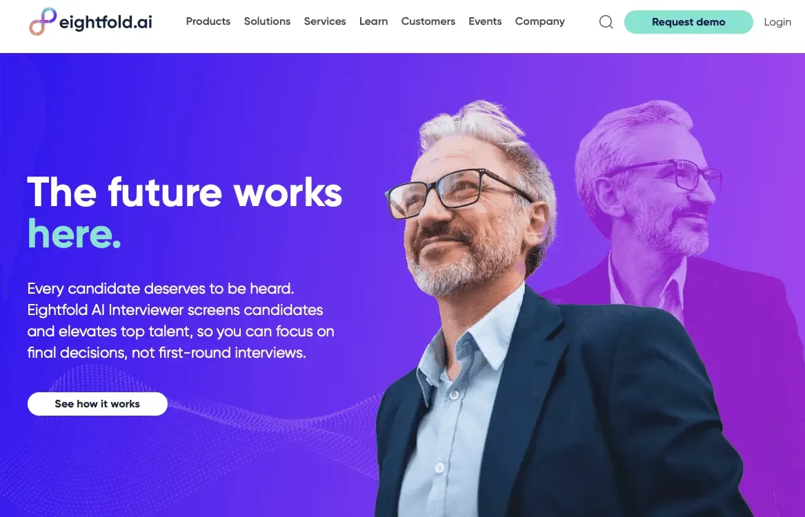 Screenshot of the Eightfold homepage