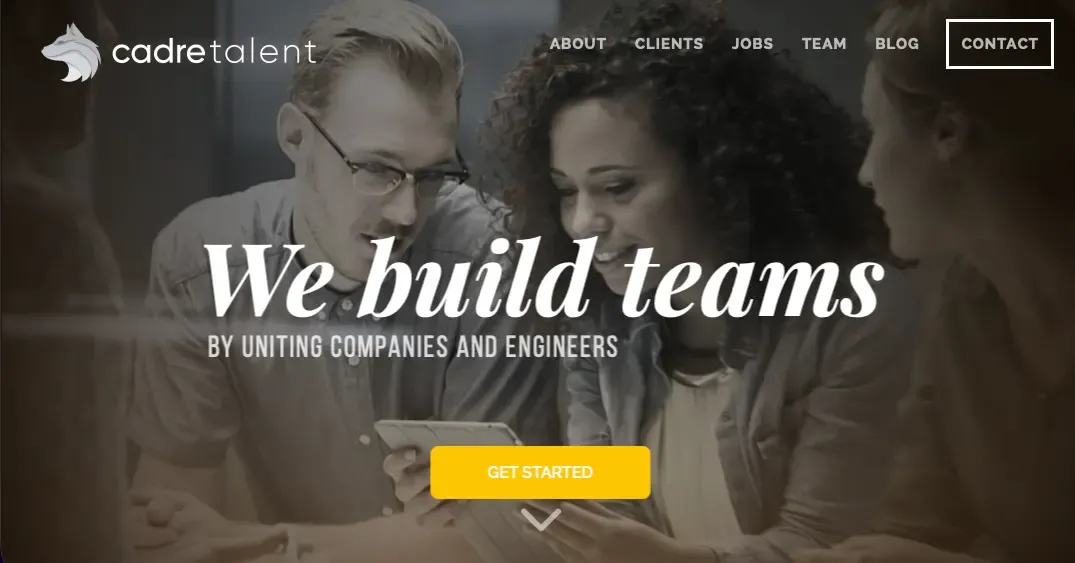 Screenshot of the Cadre Talent homepage