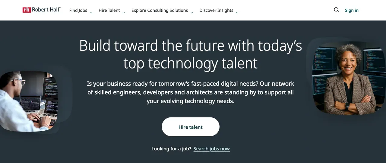 Robert Half Technology’s staffing homepage