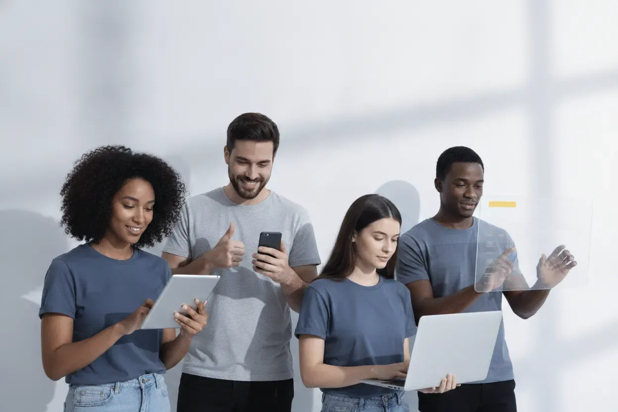 A hiring team reviewing candidate feedback notes together