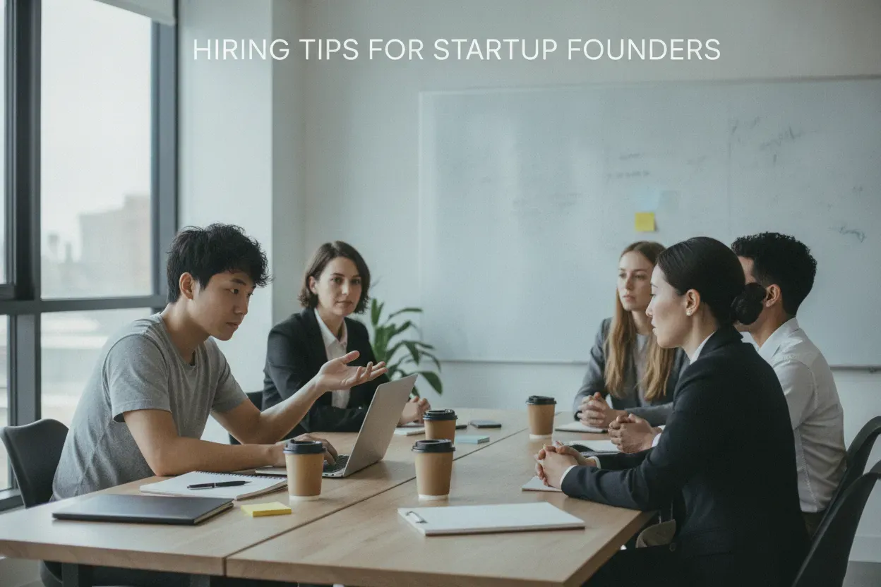 A startup team interviewing a candidate for a cross-functional role